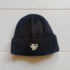 Strick Mütze | mit gesticktem Leo Herz | Leoherz | schwarz, grau, hellgrau, taupe