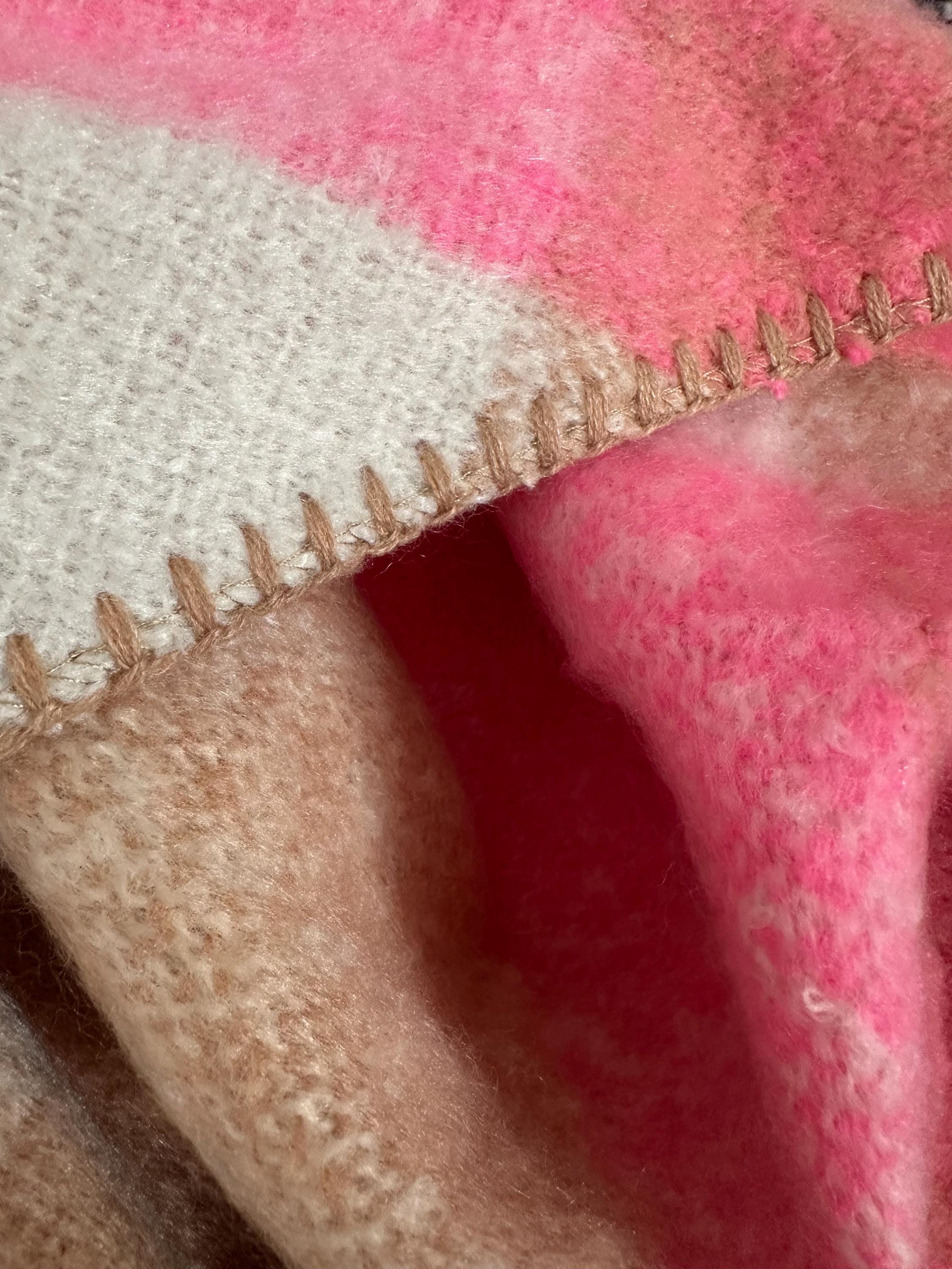 Schal | Dreieckstuch beige, pink & rosa | 170 x 115 cm