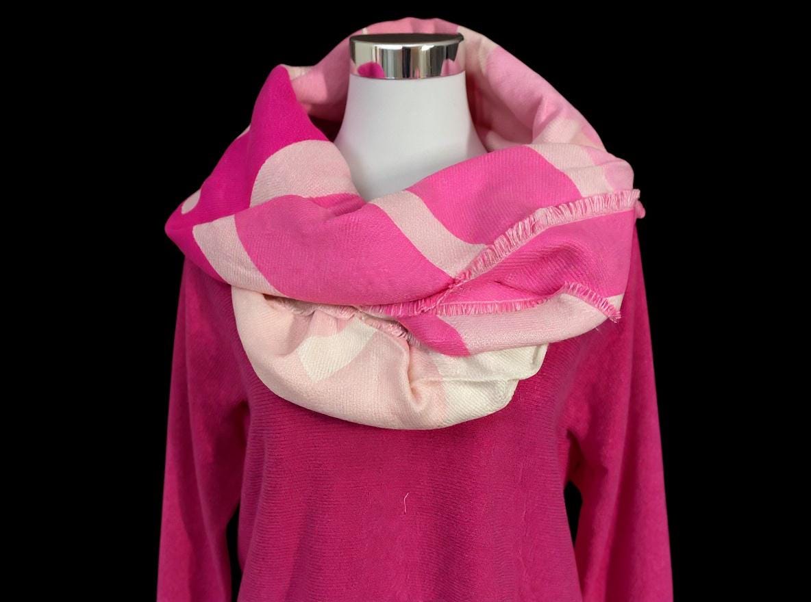 Breiter Schal AMOUR in Rosa, weiß und pink| Viskose | Webschal Tuch Stola | 180 x 70 cm