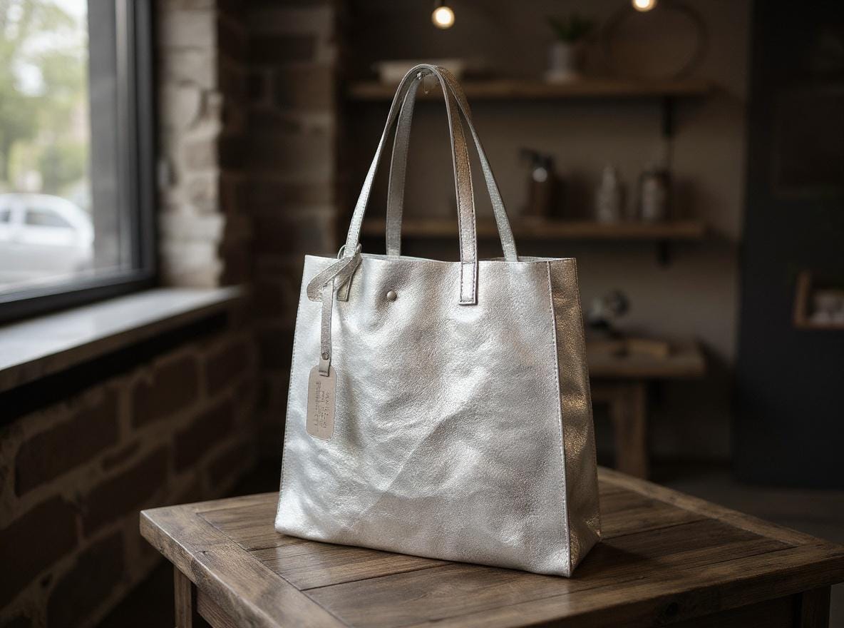 Silberne Tasche aus Leder | edel und lässig, stylisch & praktisch