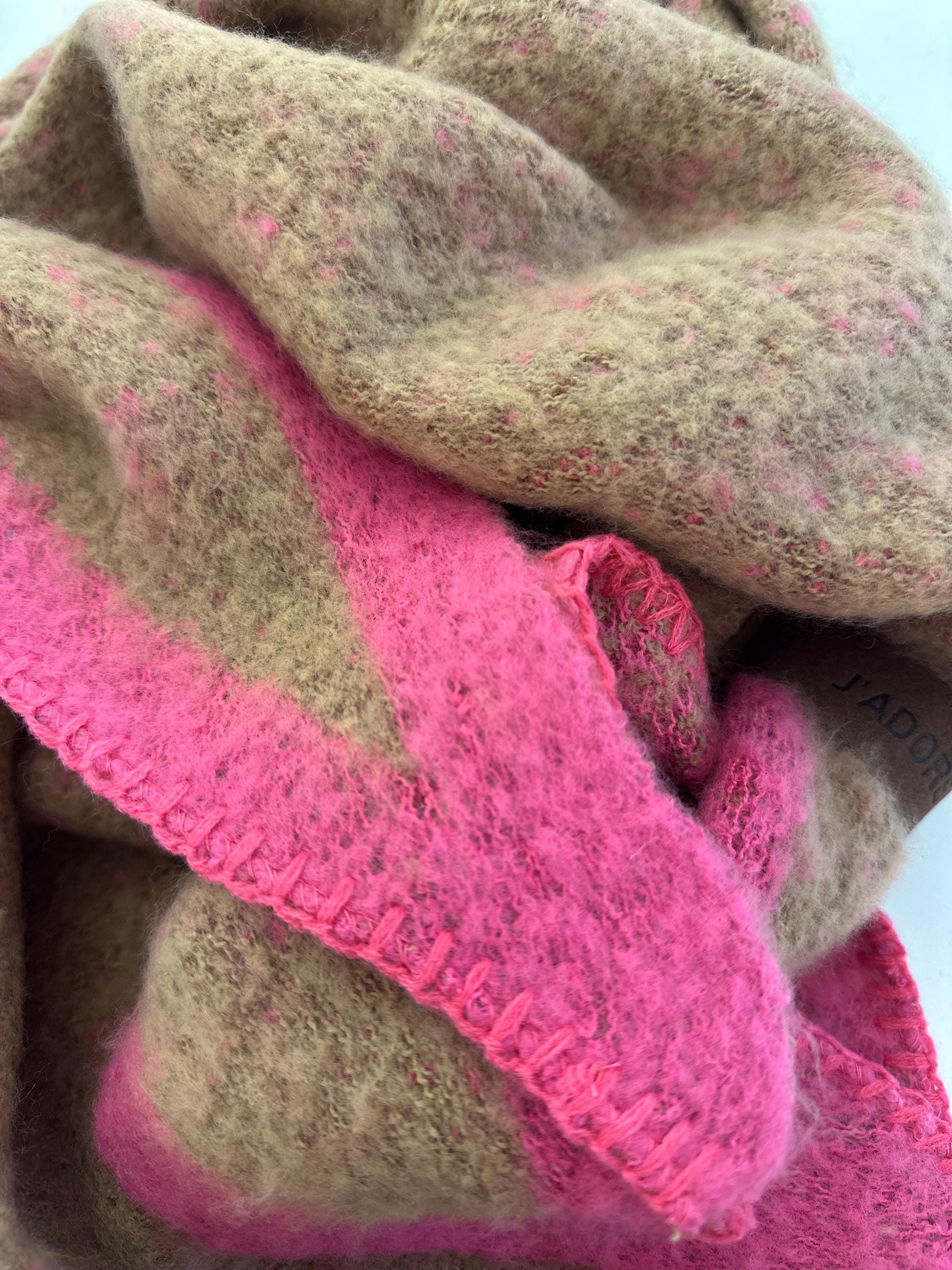 Schal | Dreieckstuch camel & Pink | 190 x 90 cm