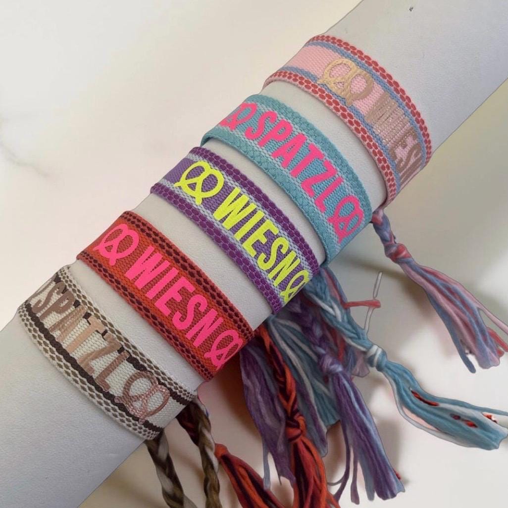 Oktoberfest | Bunte Webarmbänder | Wiesn Schmuck | Neonfarben Spatzl | Festival Armband