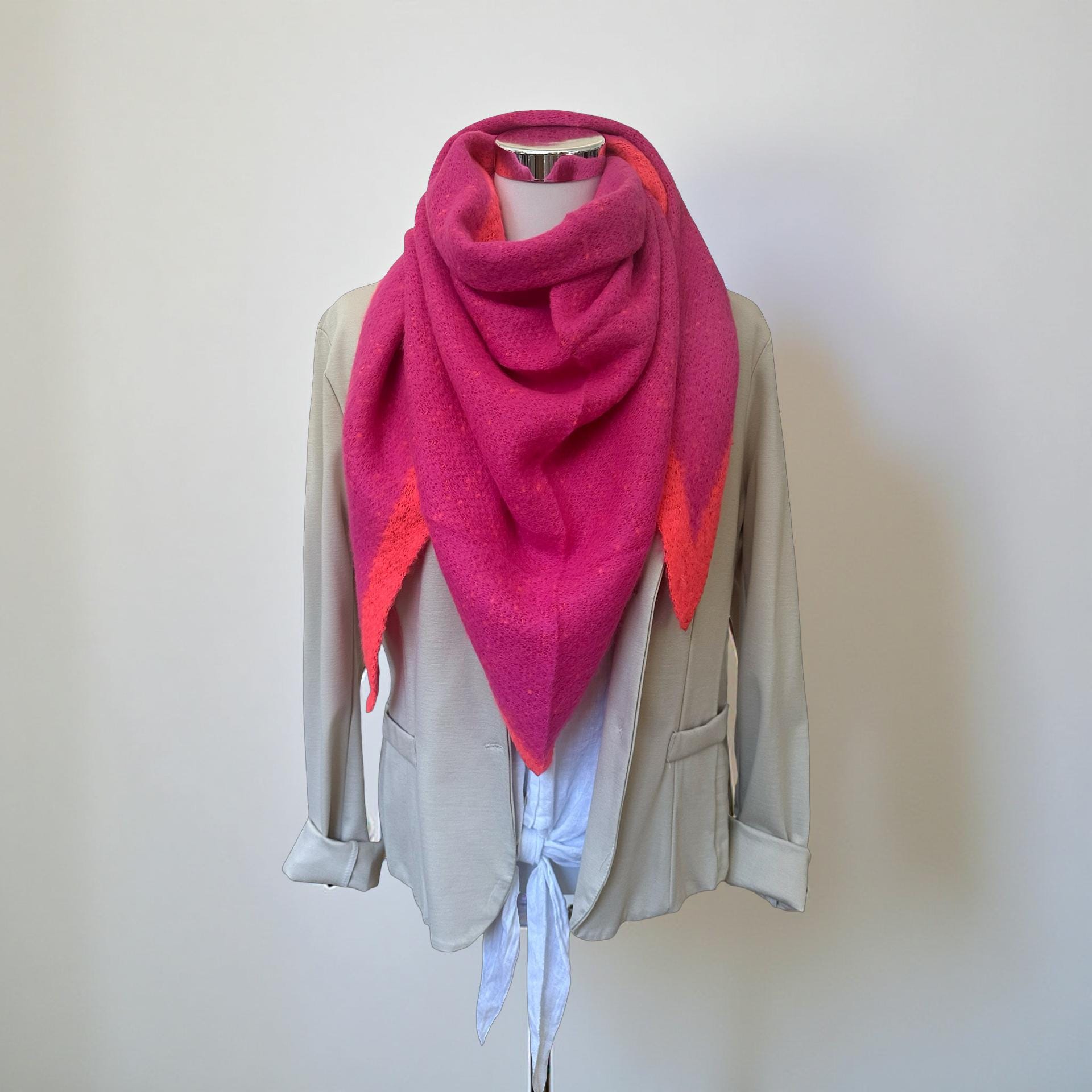 Schal | Dreieckstuch pink & neonpink | 170 x 115 cm