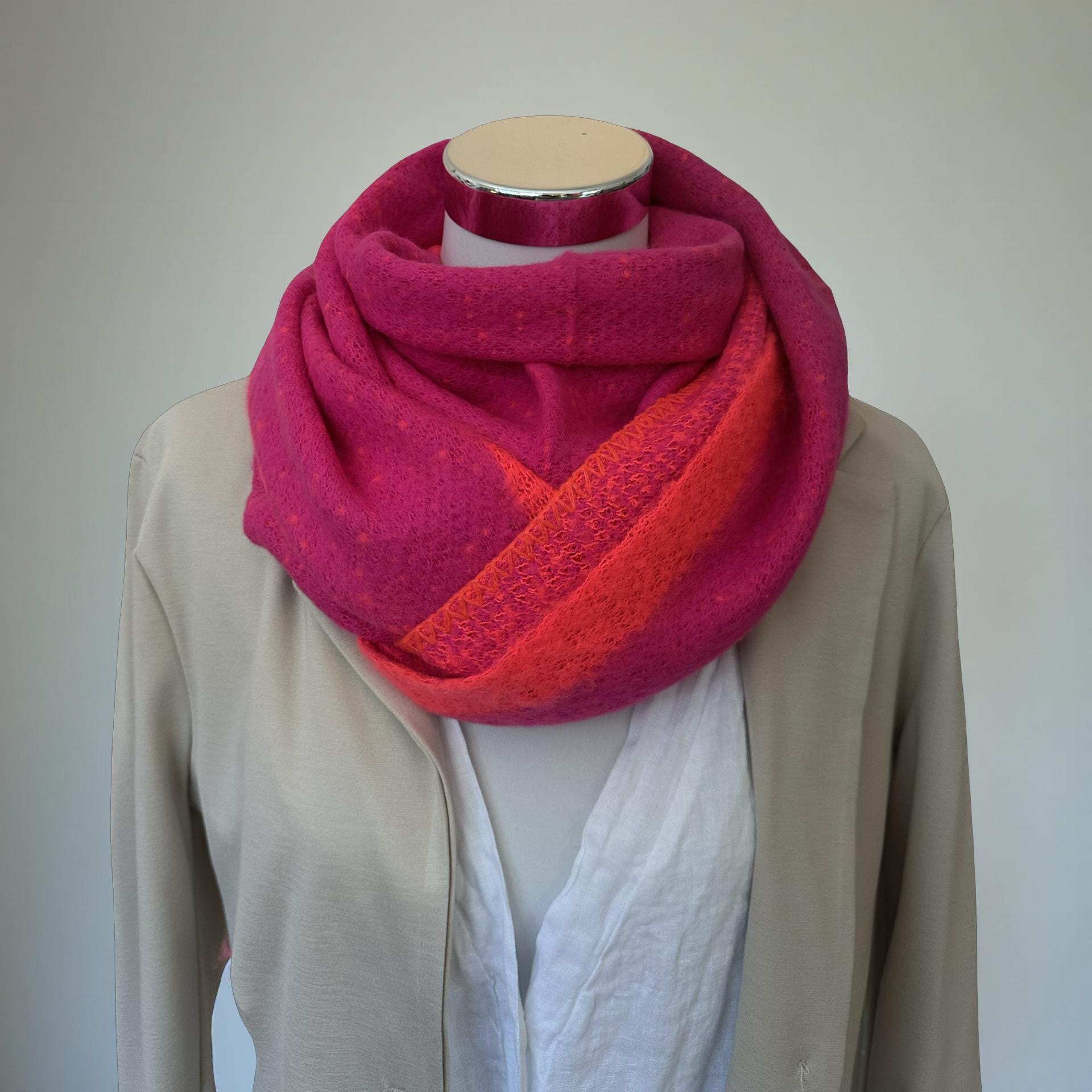 Schal | Dreieckstuch pink & neonpink | 170 x 115 cm