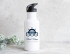 Edelstahl Trinkflasche | Boots Name maritimes Design | Flasche unzerbrechlich | Personalisierbar Geschenk Bootsbesitzer