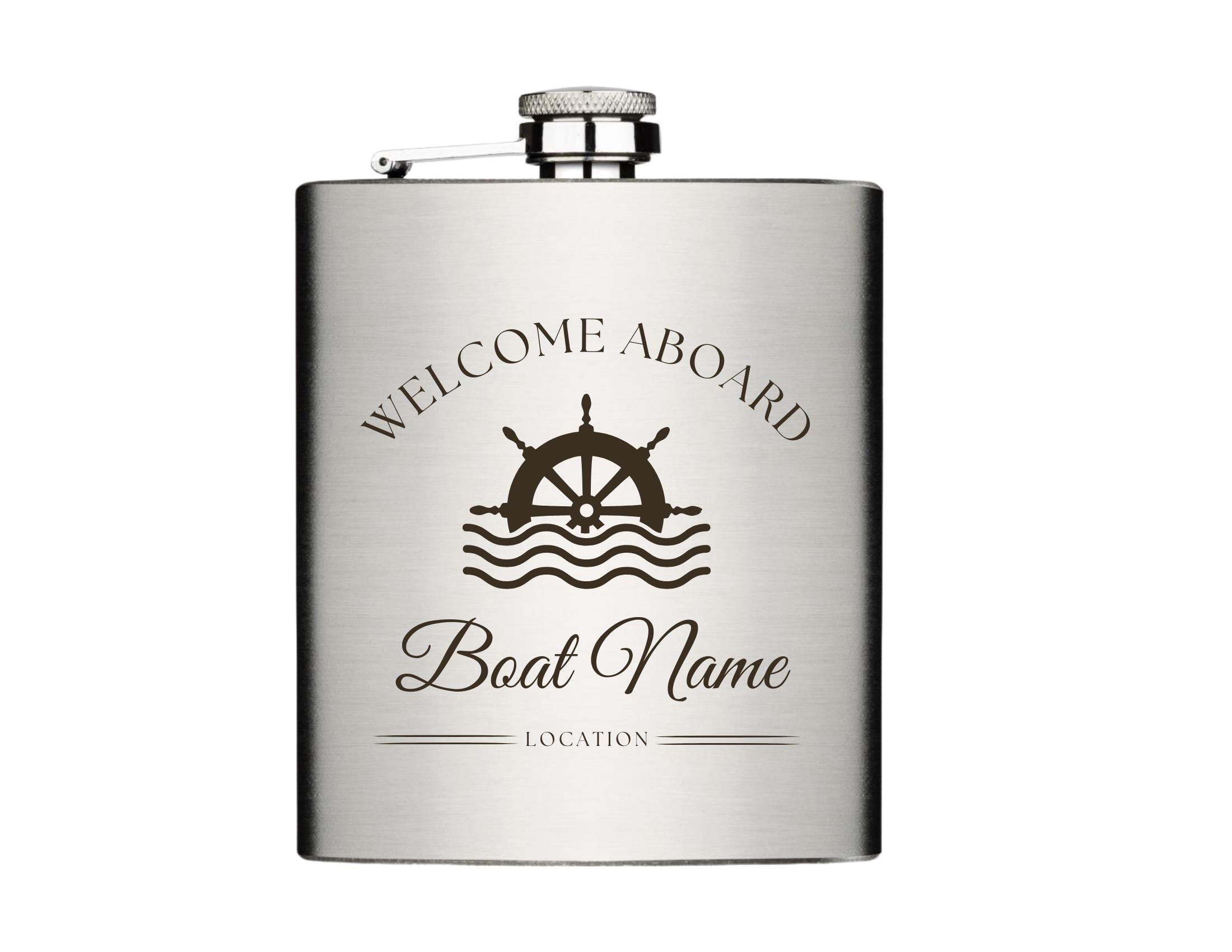 Flachmann Bootsbesitzer, Segler, Skipper | personalisiertes Geschenk | Edelstahl Flasche | Lasergravur Boot Name | maritimes Design