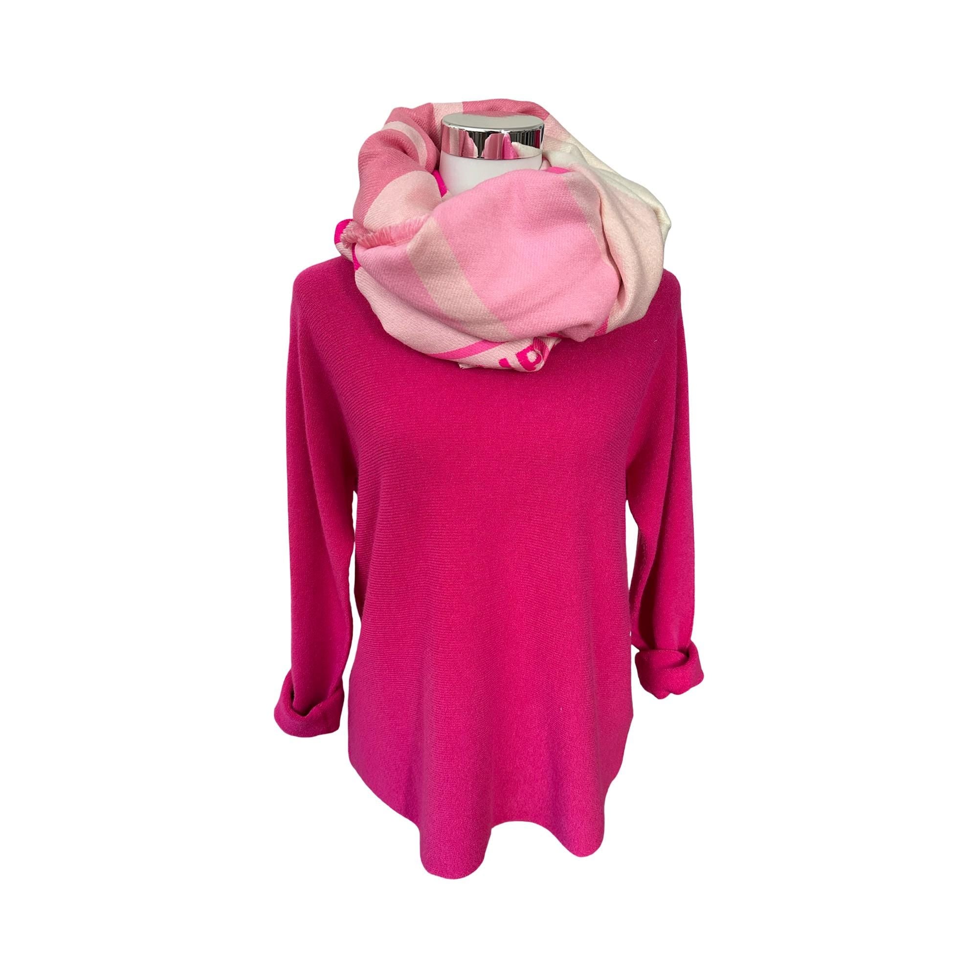 Breiter Schal AMOUR in Rosa, weiß und pink| Viskose | Webschal Tuch Stola | 180 x 70 cm