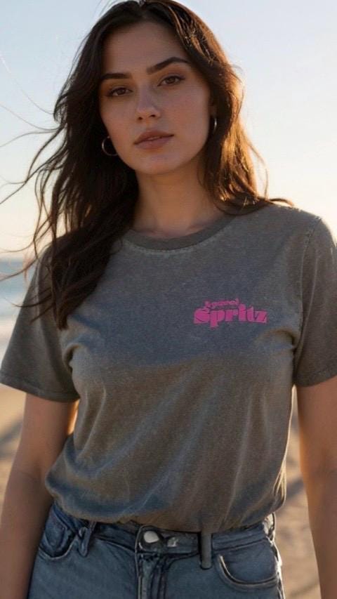 T-Shirt in grau vintage mit Rückenprint | Aperol Spritz und Logo Front | one size