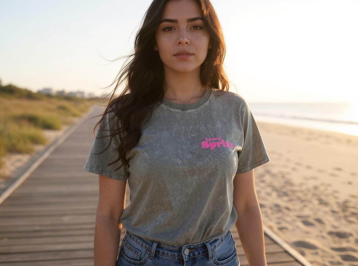 T-Shirt in grau vintage mit Rückenprint | Aperol Spritz und Logo Front | one size