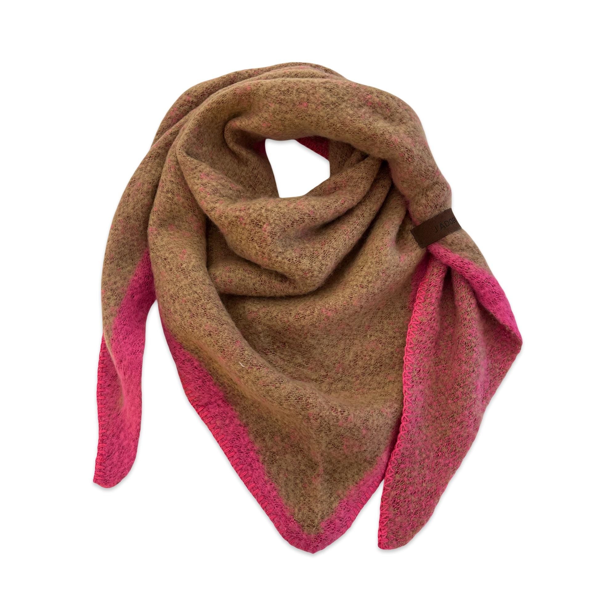 Schal | Dreieckstuch camel & Pink | 190 x 90 cm