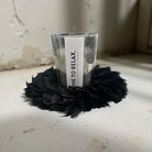 Feder Kranz schwarz Glitzer | Deko | 20 cm Durchmesser | Weihnachten Halloween