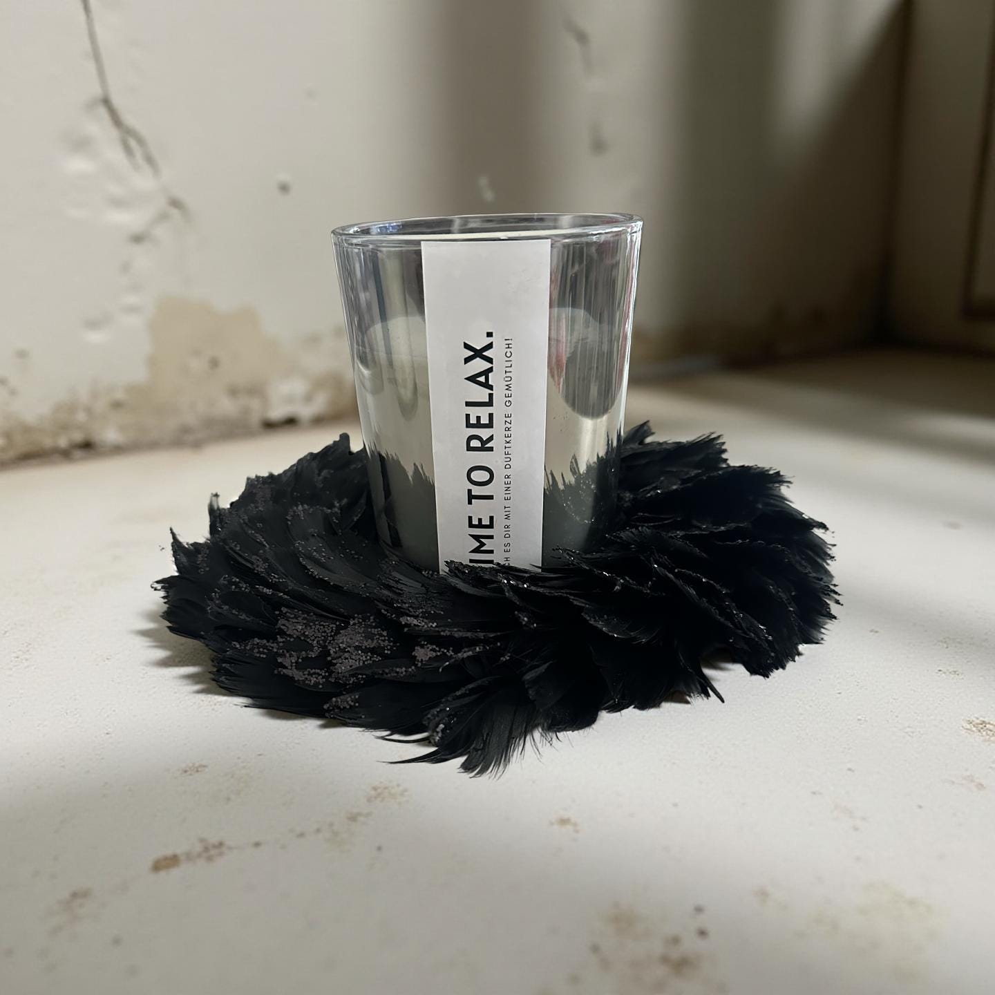 Feder Kranz schwarz Glitzer | Deko | 20 cm Durchmesser | Weihnachten