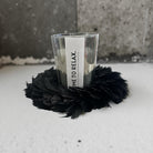 Feder Kranz schwarz Glitzer | Deko | 20 cm Durchmesser | Weihnachten Halloween