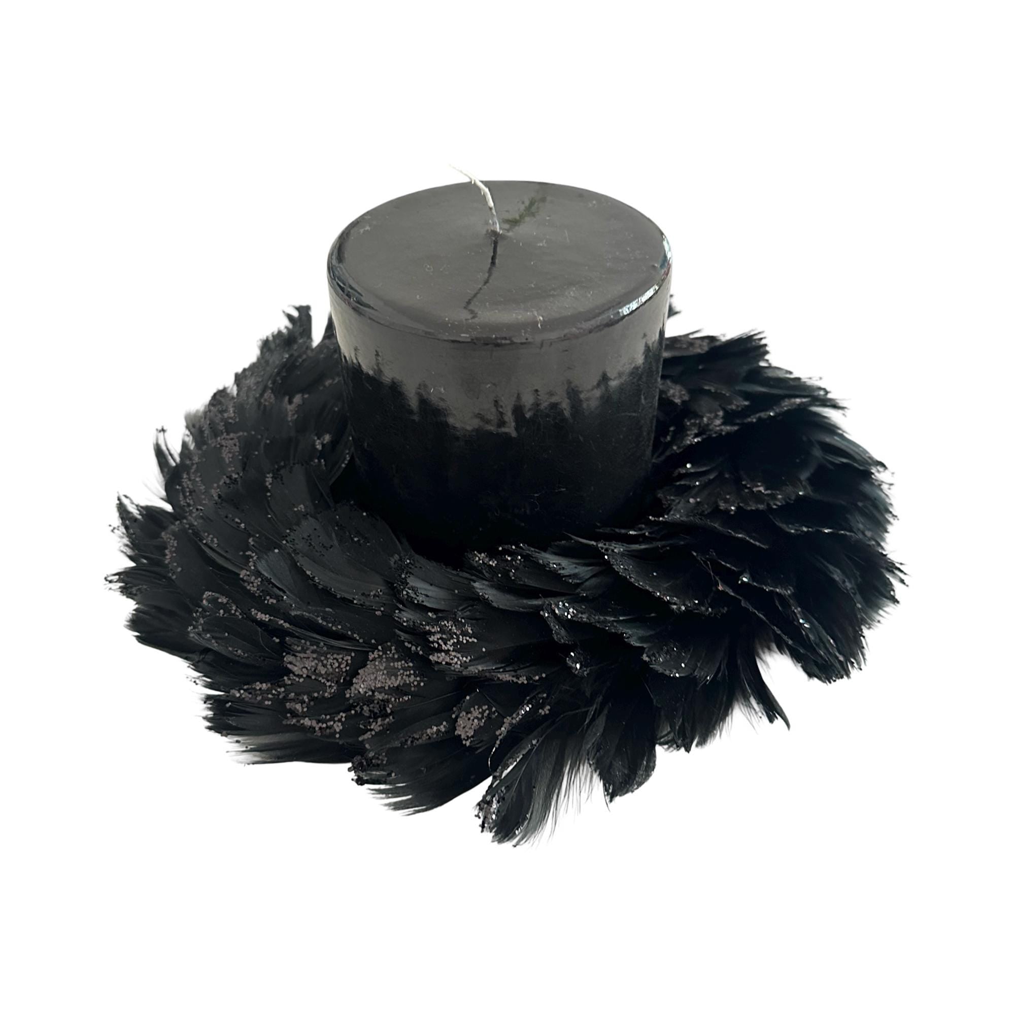 Feder Kranz schwarz Glitzer | Deko | 20 cm Durchmesser | Weihnachten