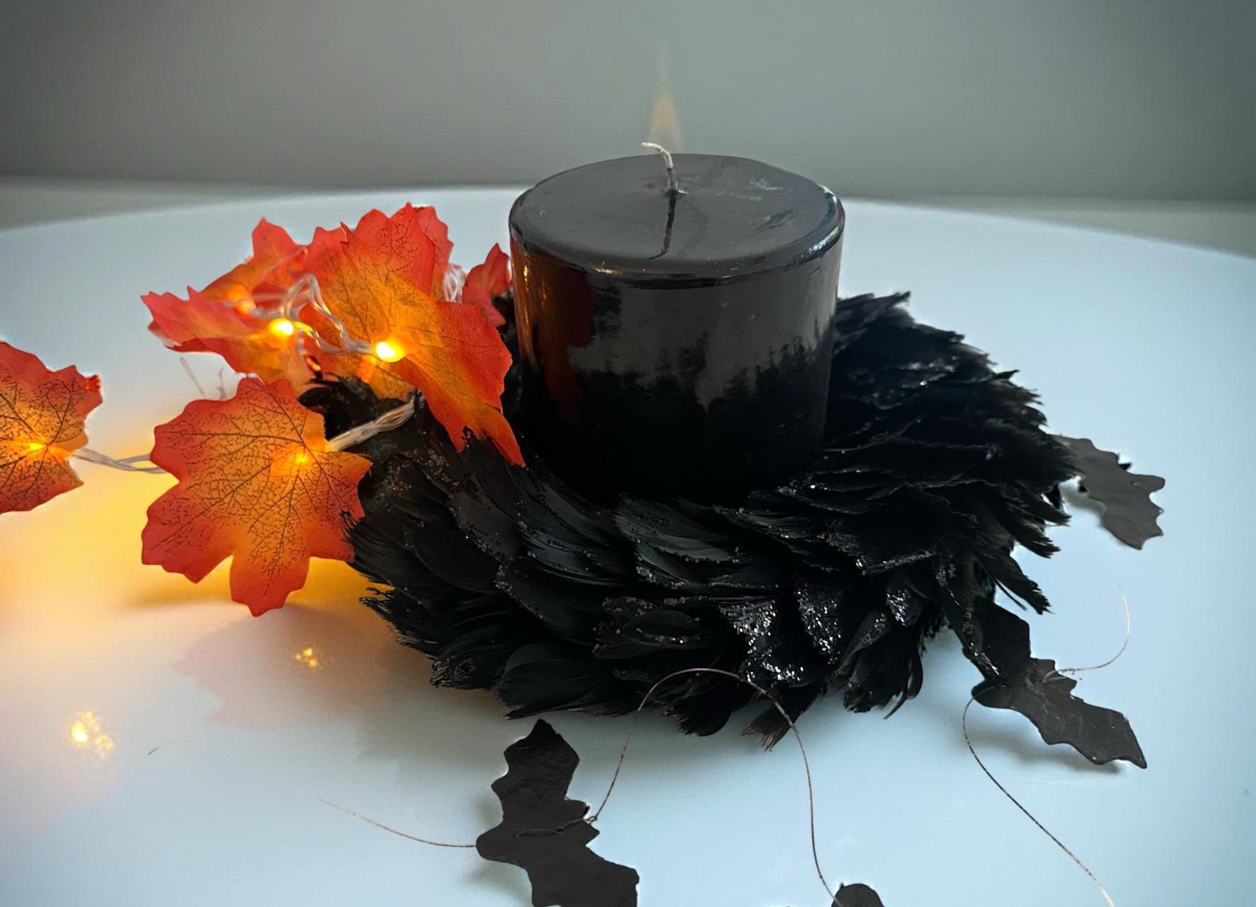 Feder Kranz schwarz Glitzer | Deko | 20 cm Durchmesser | Weihnachten