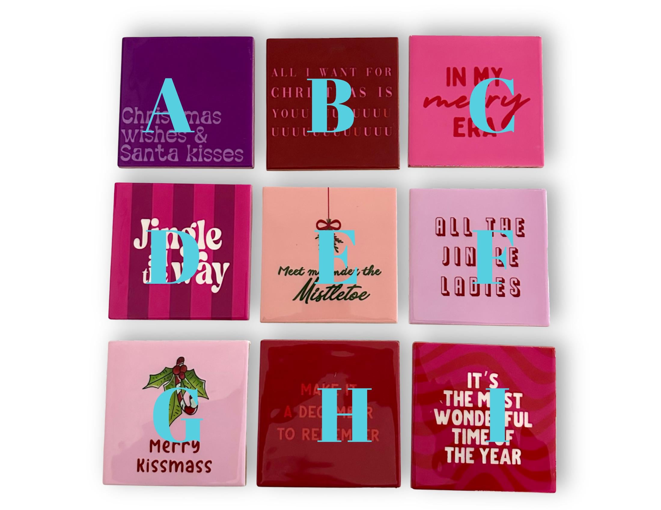 Weihnachts Kacheln mit lustigen Sprüchen | statt Karten | witzige Wanddeko | 10 x 10 cm Tile