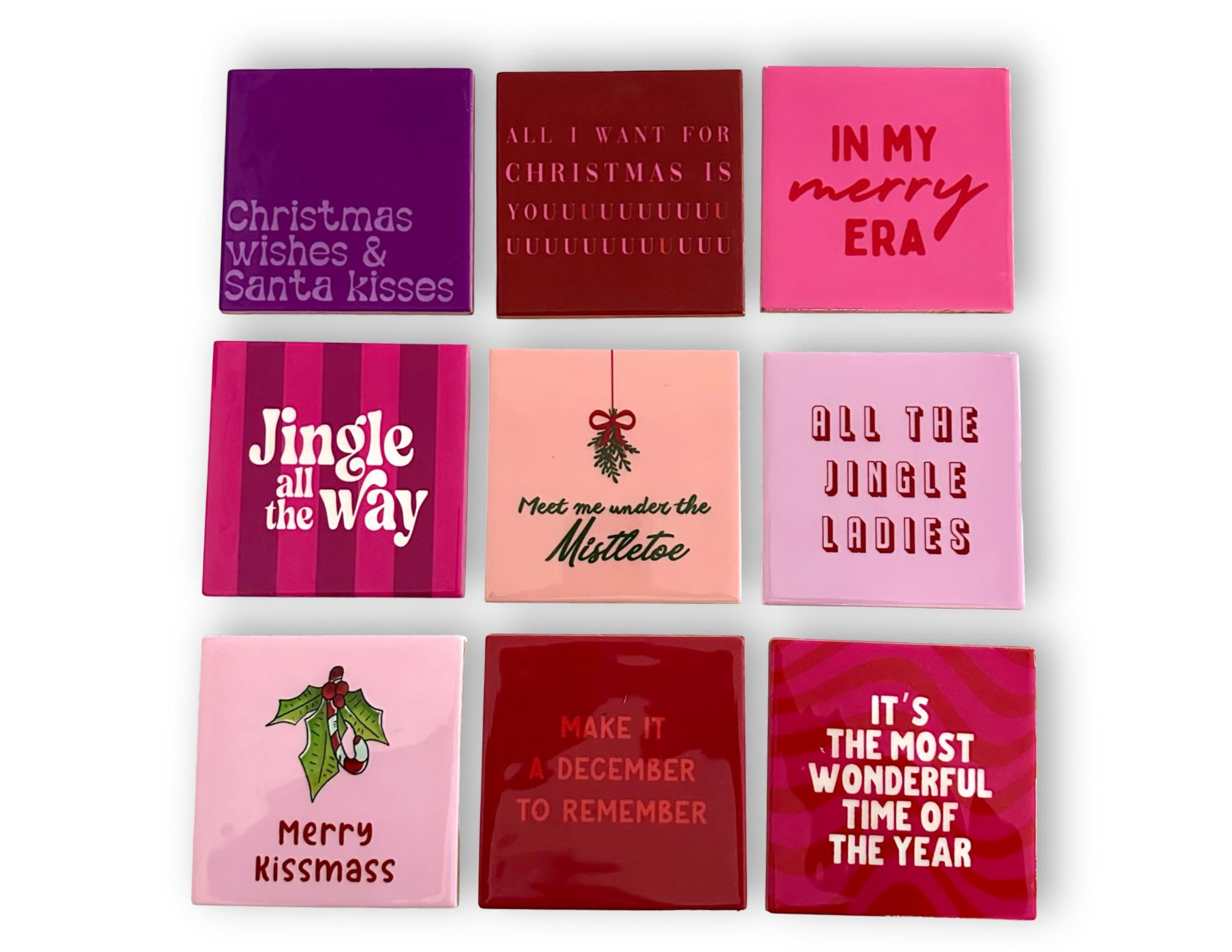 Weihnachts Kacheln mit lustigen Sprüchen | statt Karten | witzige Wanddeko | 10 x 10 cm Tile