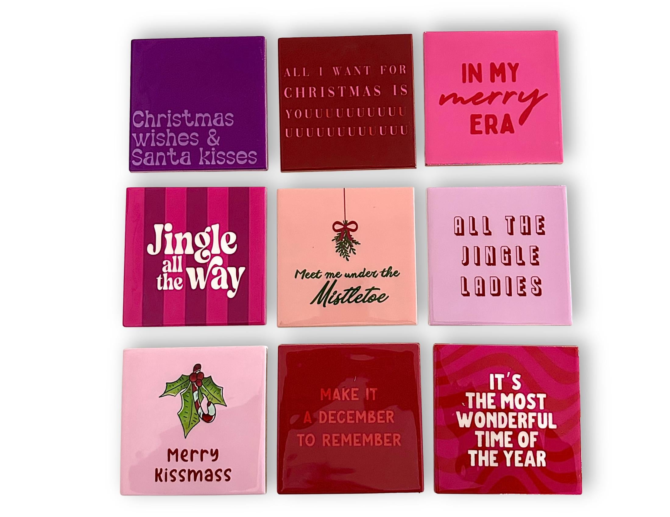 Weihnachts Kacheln mit lustigen Sprüchen | statt Karten | witzige Wanddeko | 10 x 10 cm Tile