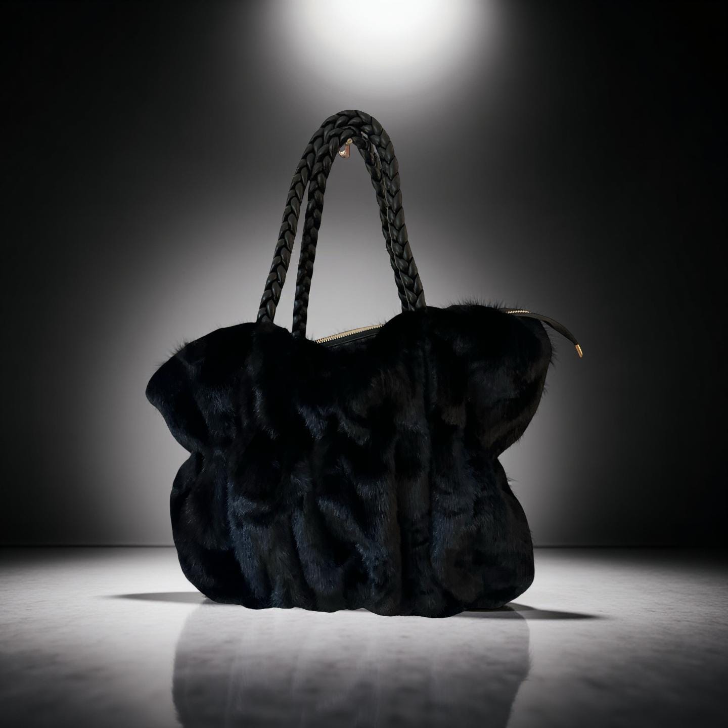 Schwarze Tasche aus Fell | Umhängetasche | Crossbody Bag | Fake Fur | kuscheliges Pelzimitat | Handtasche schwarz