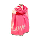 Breiter Schal LOVE | rosa, weiß und rot | mit großem Herz | Viskose | Webschal Tuch Stola | 180 x 70 cm