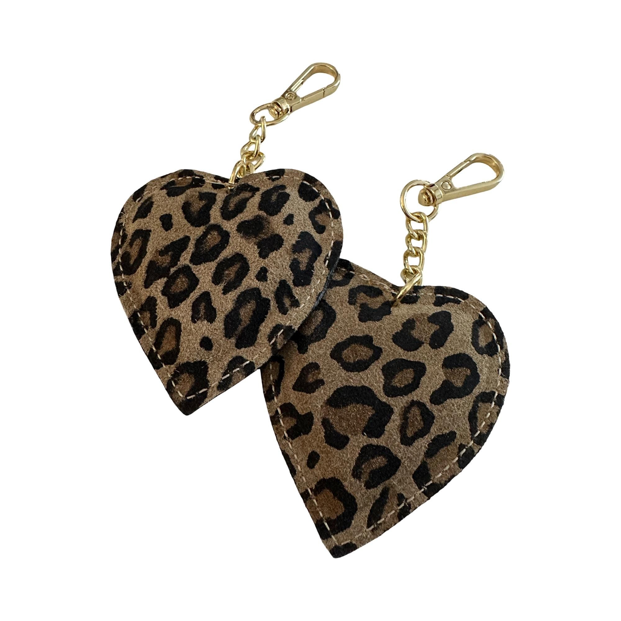 Anhänger Herz Leo für die Tasche | aus Leder | Taschenschmuck Taschenanhänger | Bag Charm mit goldenem Karabiner