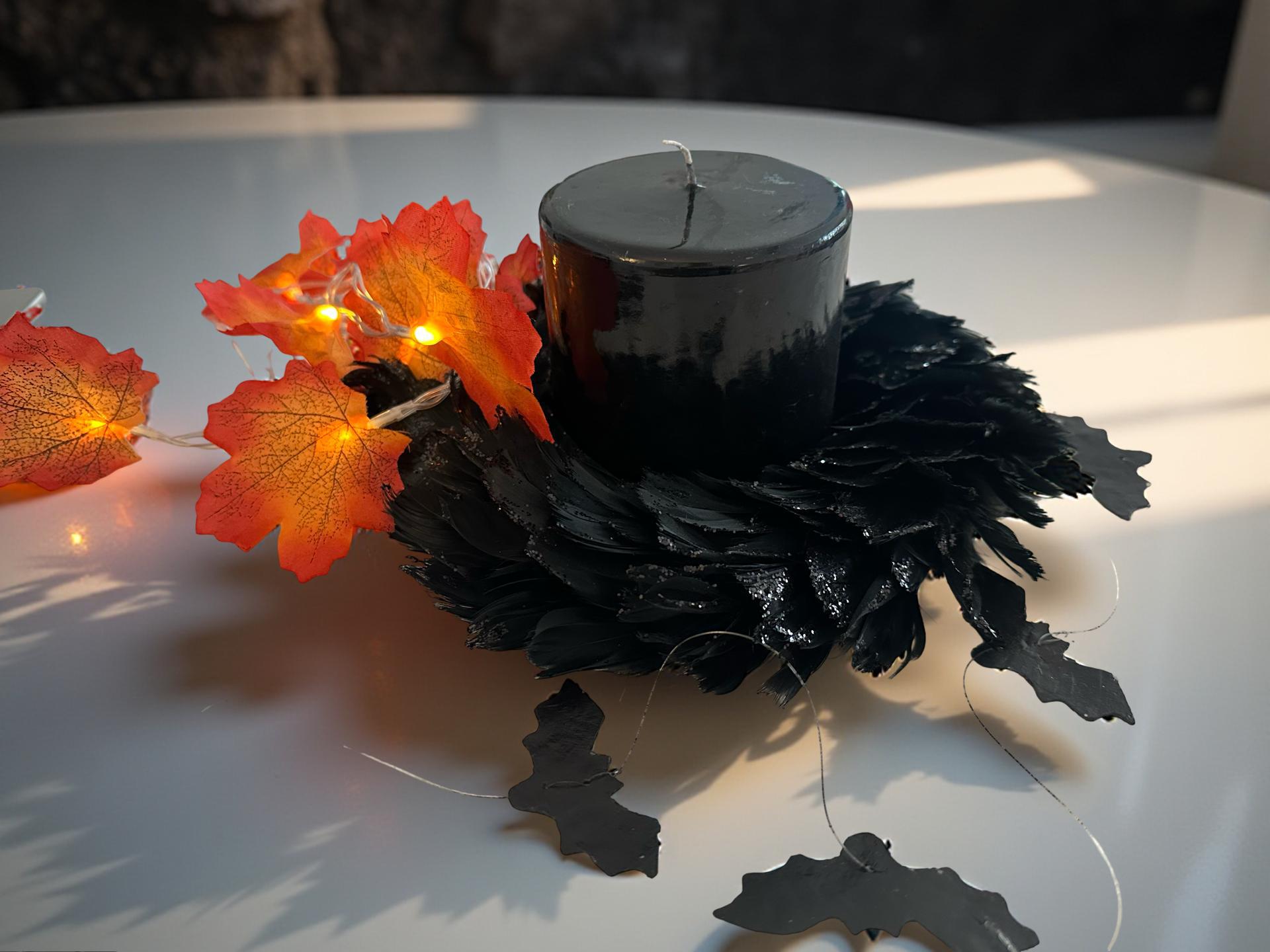 Feder Kranz schwarz Glitzer | Deko | 20 cm Durchmesser | Weihnachten Halloween