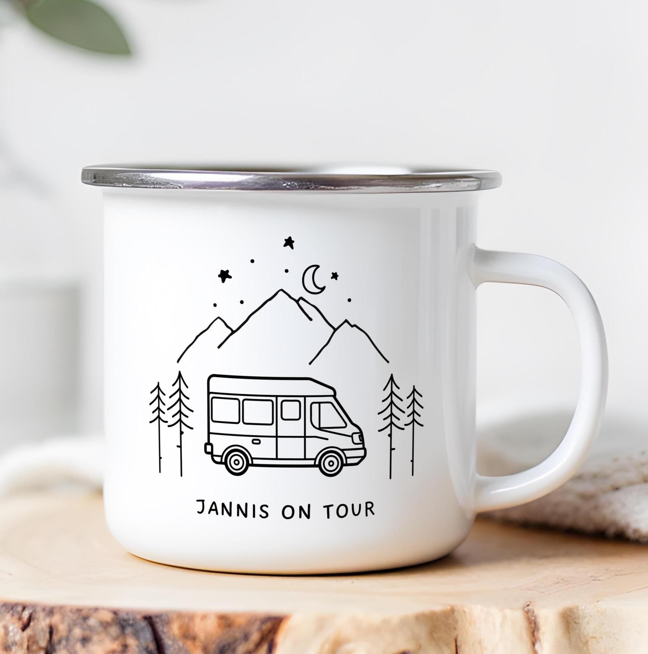 Camper Tasse Emaille personalisiert | Camping | Geschenke für Camper | Camping Zubehör | personalisierte Tassen für Camper