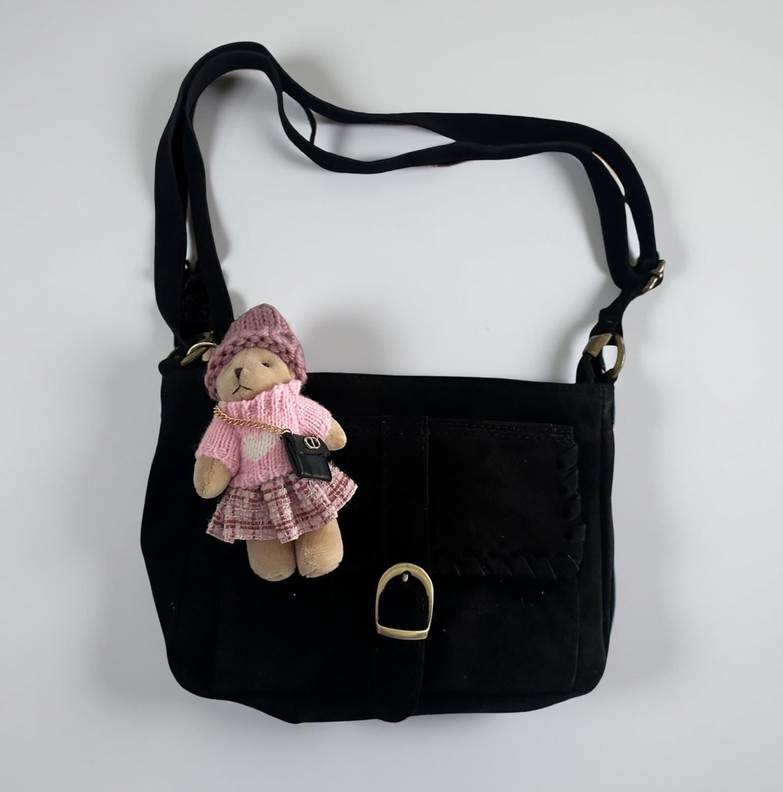 Bag Charm Teddy Fashion | Anhänger Tasche oder Schlüssel | Taschenschmuck Taschenanhänger | Bärchen rosa oder schwarzes Kleid Strickmütze