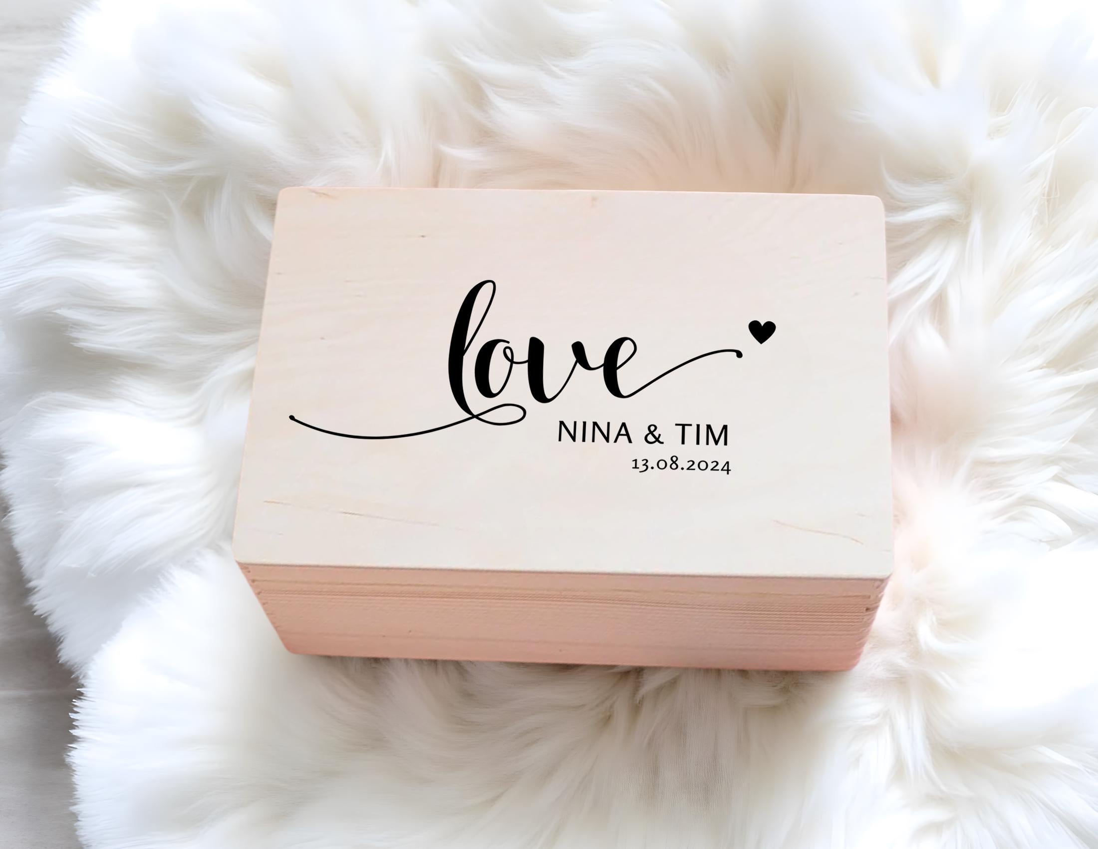 Erinnerungsbox Hochzeit | personalisiert | Brautpaar Namen Datum | Erinnerungen sammeln | Hochzeitsgeschenk | Geschenkidee für Geld schenken