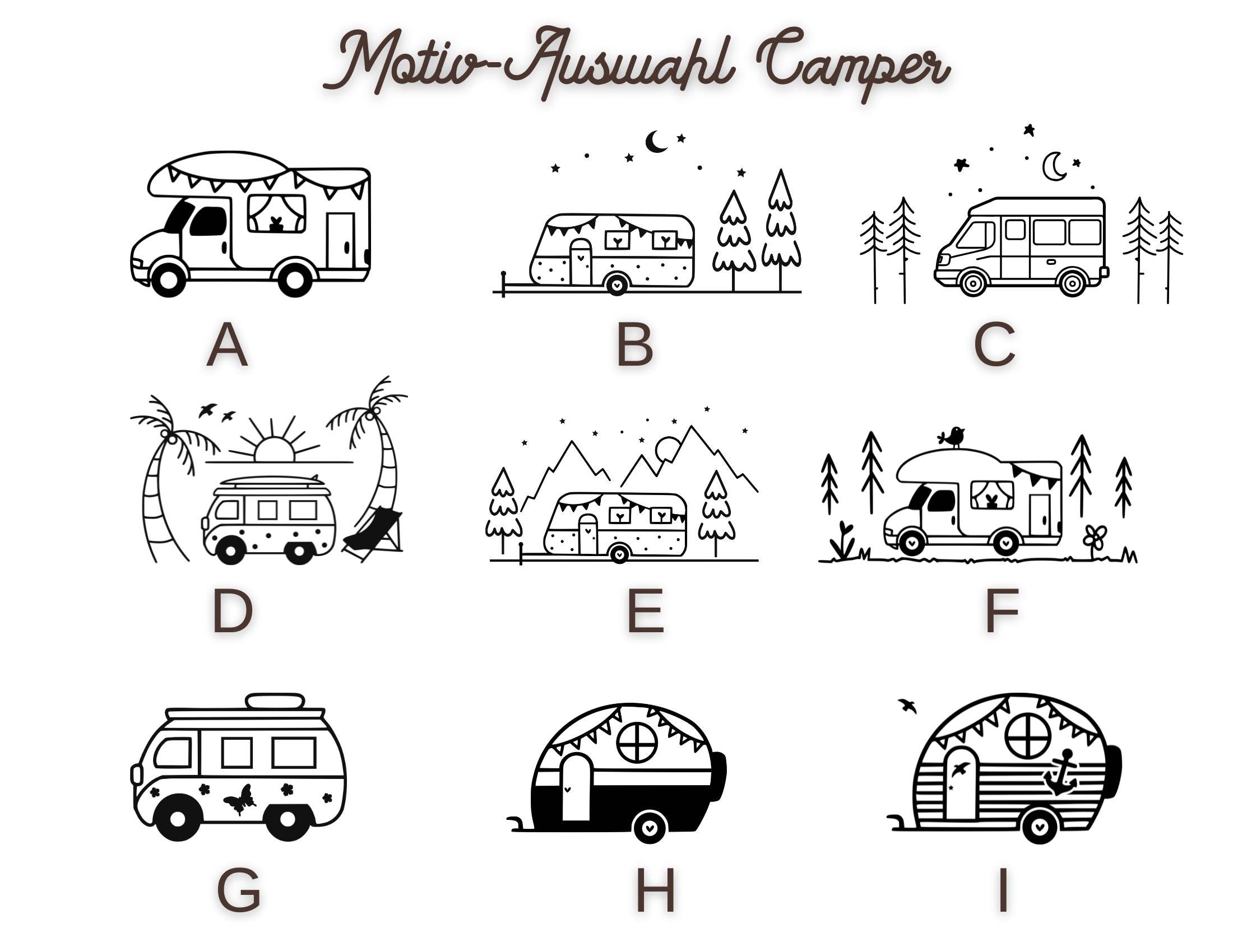 Camper Frühstücksbrettchen personalisiert | Laser Buchenholz | Camping Geschenk | Ostsee Camper | Nordsee Camper | Happy Camper | 9 Motive