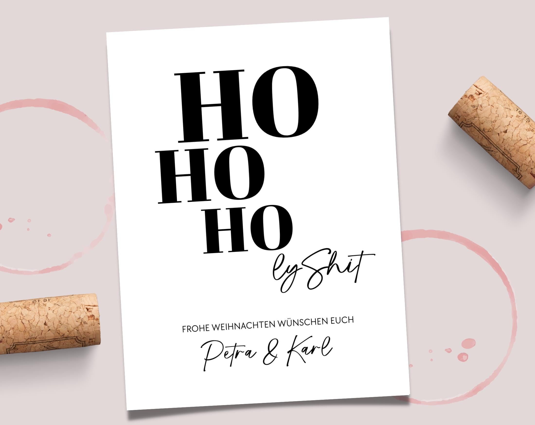 Weihnachts Weinflaschen Etikett personalisiert | Ho Ho Ho-ly Shit! Geschenk Weihnachten Gruß Wein