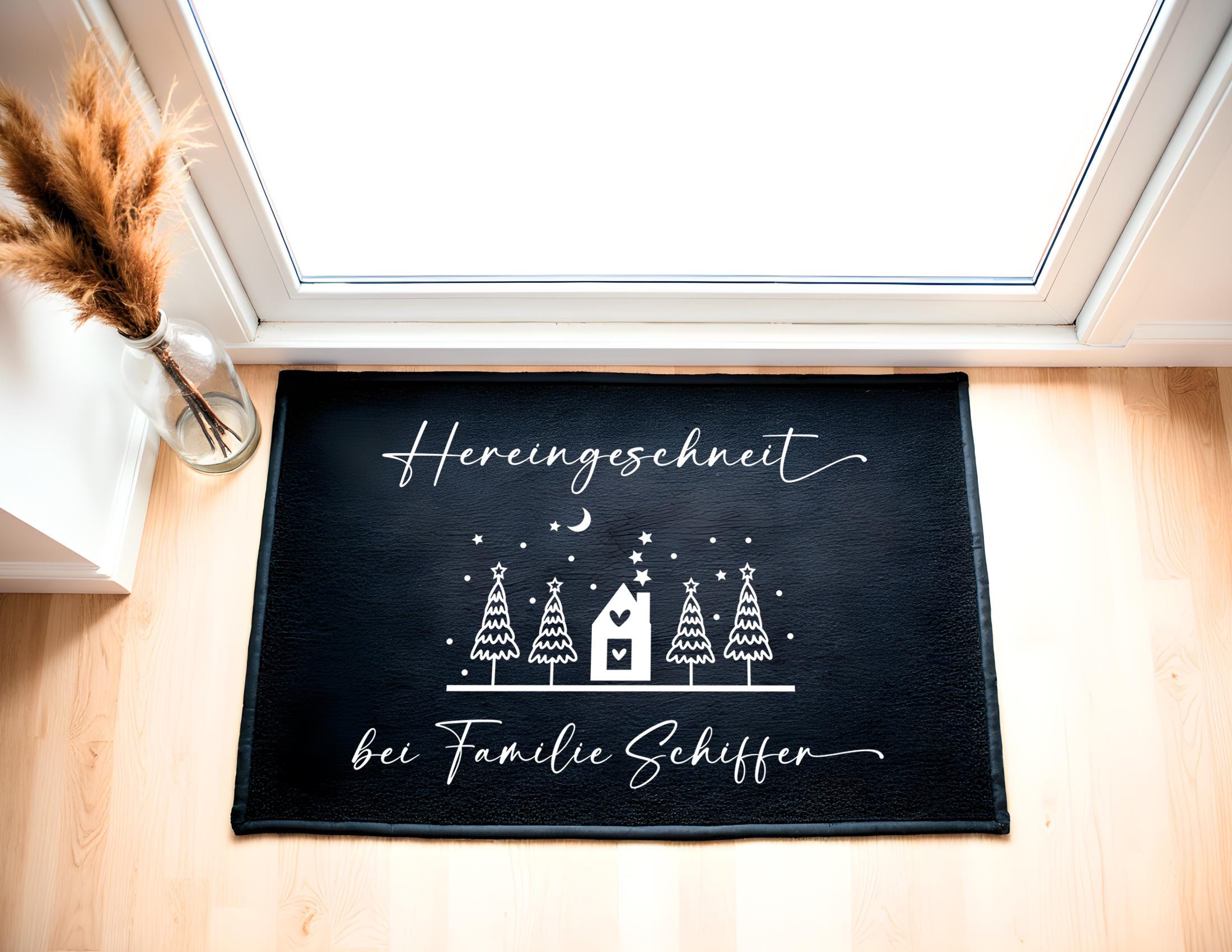Fußmatte Weihnachten | Hereingeschneit | Personalisierbarer Fußabtreter
