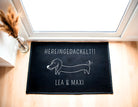 Fußmatte Hereingedackelt | Personalisierter Fußabtreter mit Namen und Dackelmotiv