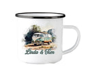 Emaille Tasse | Camping | personalisiert | Retro VW-Bulli