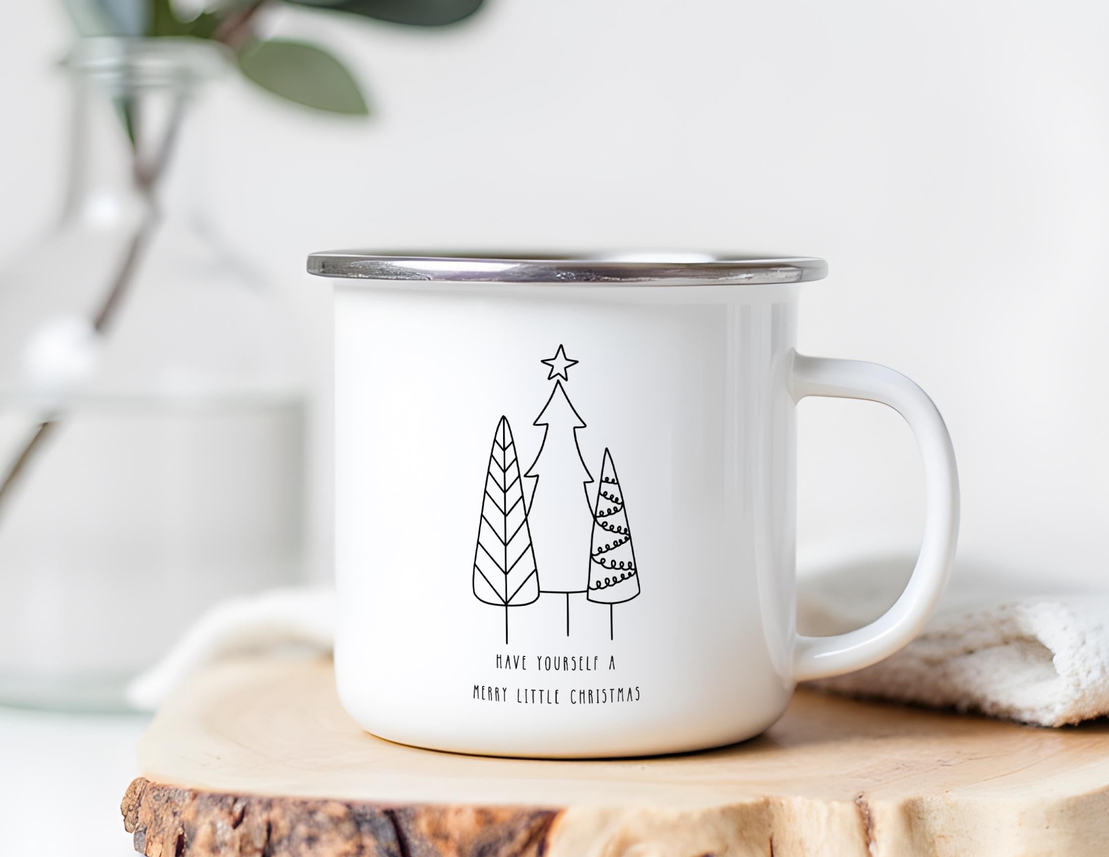 Emaille Tasse | Vintage Weihnachtsmotiv | North Pole