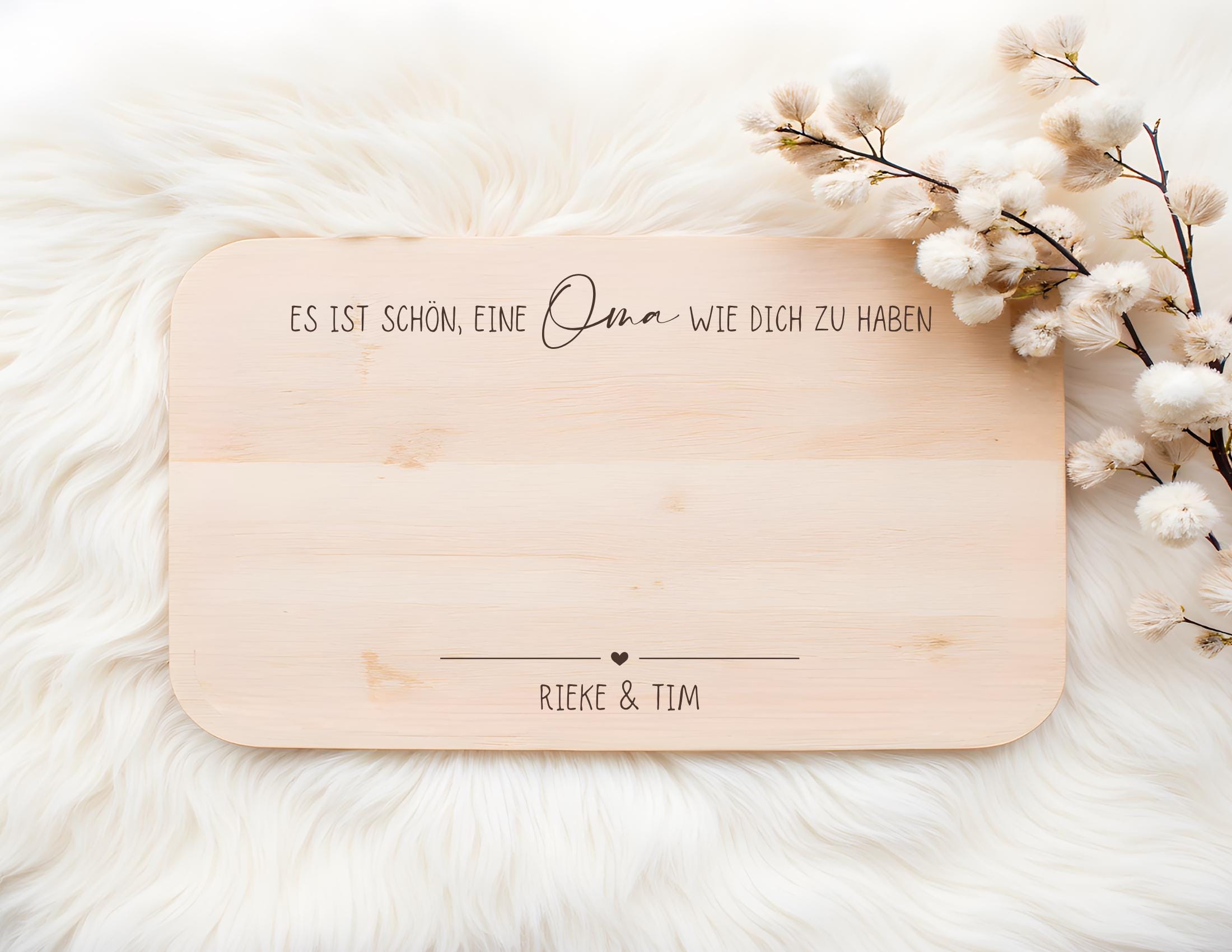 Frühstücksbrettchen personalisiert | für Oma, Mama, Opa, Schwester,... | Laser Buchenholz | persönliches Geschenk | mit Namen
