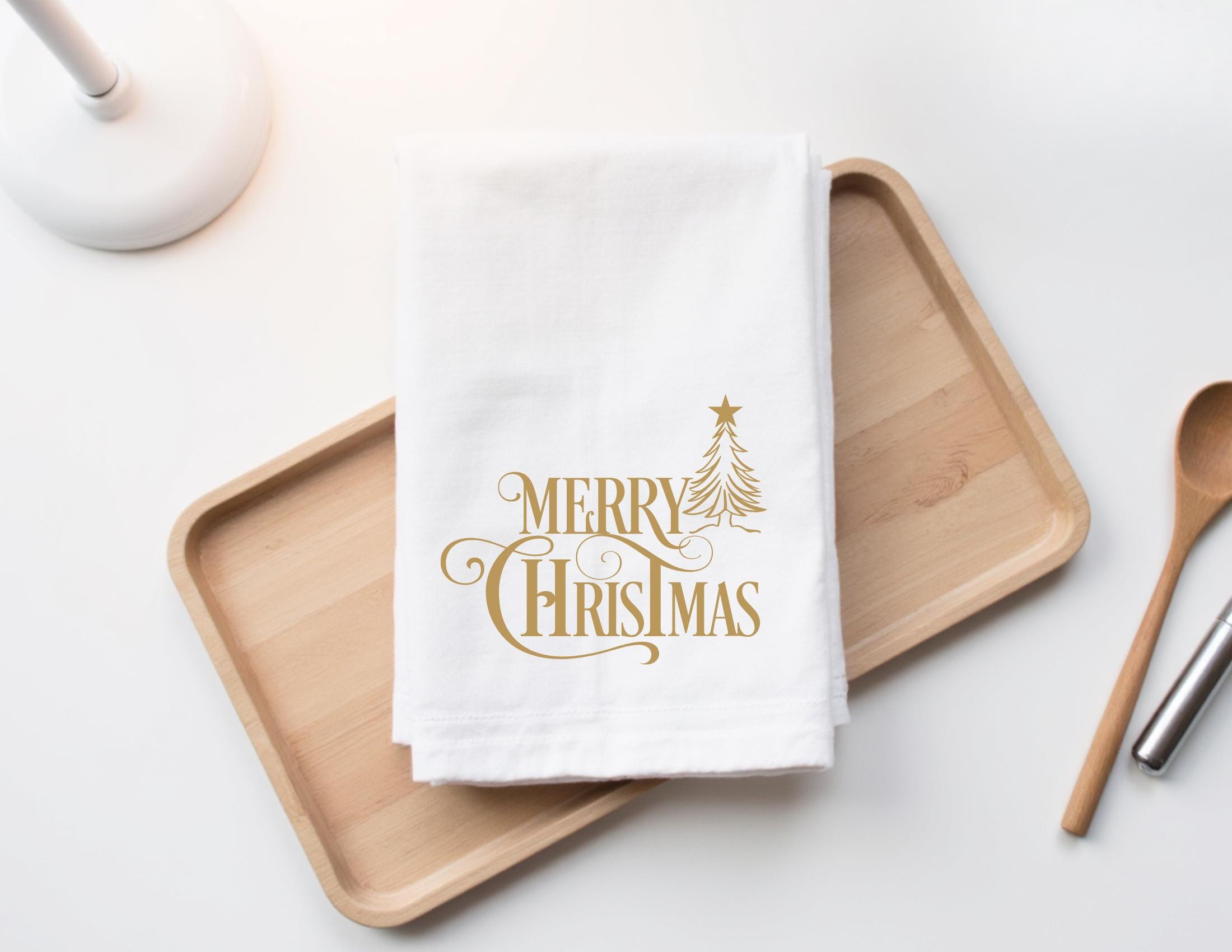 Geschirrtuch | Merry Christmas | weiß gold