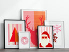 Weihnachts-Poster | 9 Grafik-Motive in Pink Rot Orange | digitaler download als PNG und JPG