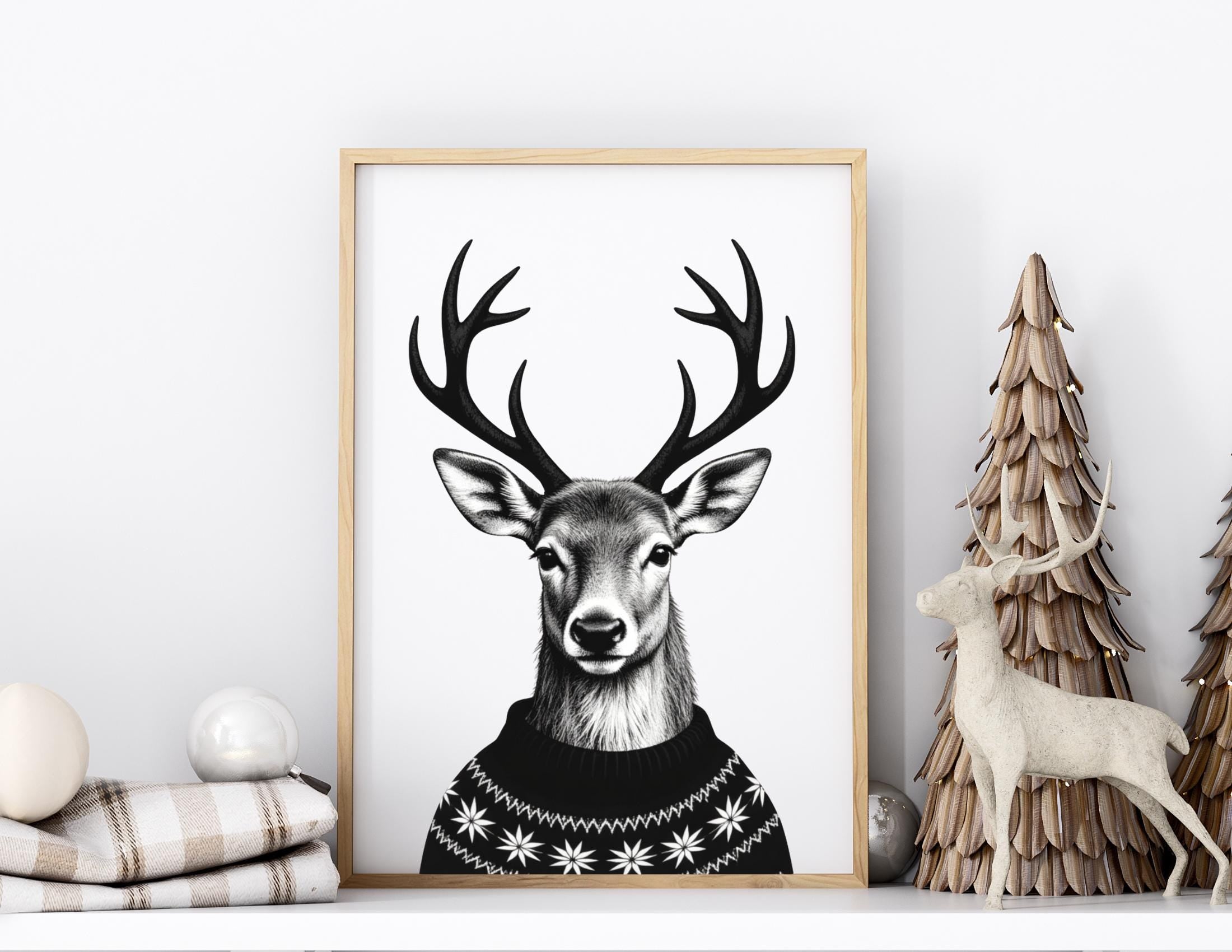 Weihnachtsposter Merry Christmas | Streifen | schwarz weiß minimalistisch | mit oder ohne Rahmen