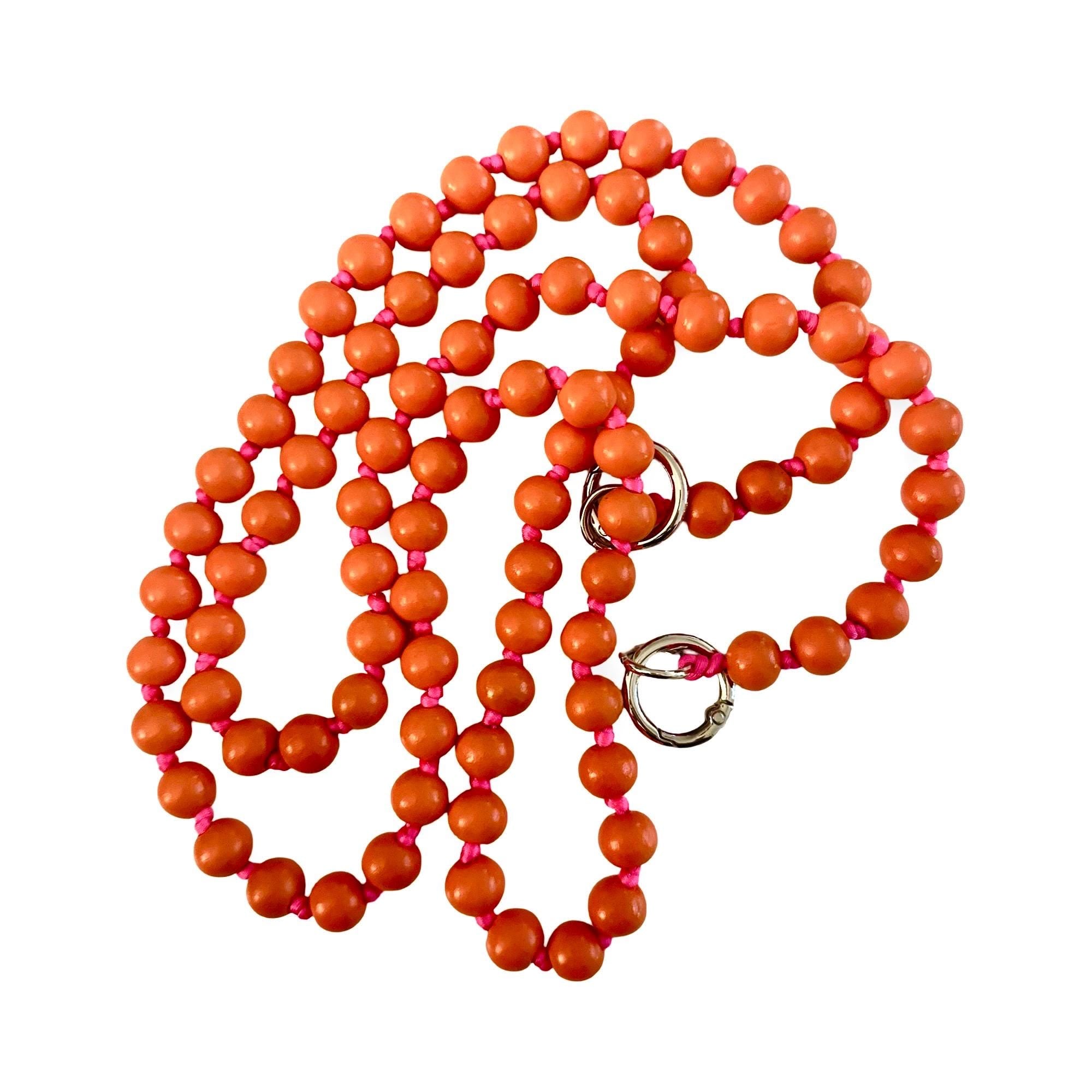 Handykette aus Holzperlen | Perlenschnur Band Mobiltelefon pink, grau, beige, khaki, dunkelgrau