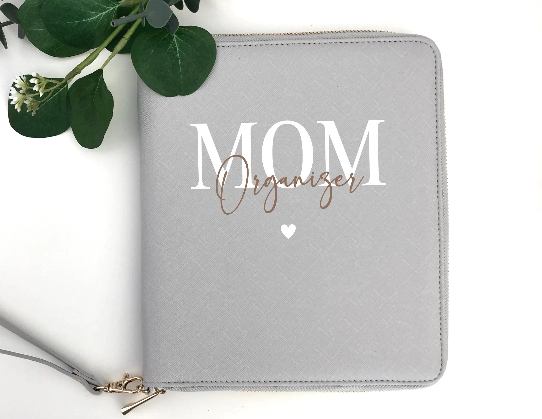 Grauer Organizer für Mutterpass & U-Heft | personalisierte Mappe für alle Unterlagen | Dokumenten Hülle für Mama und Kind