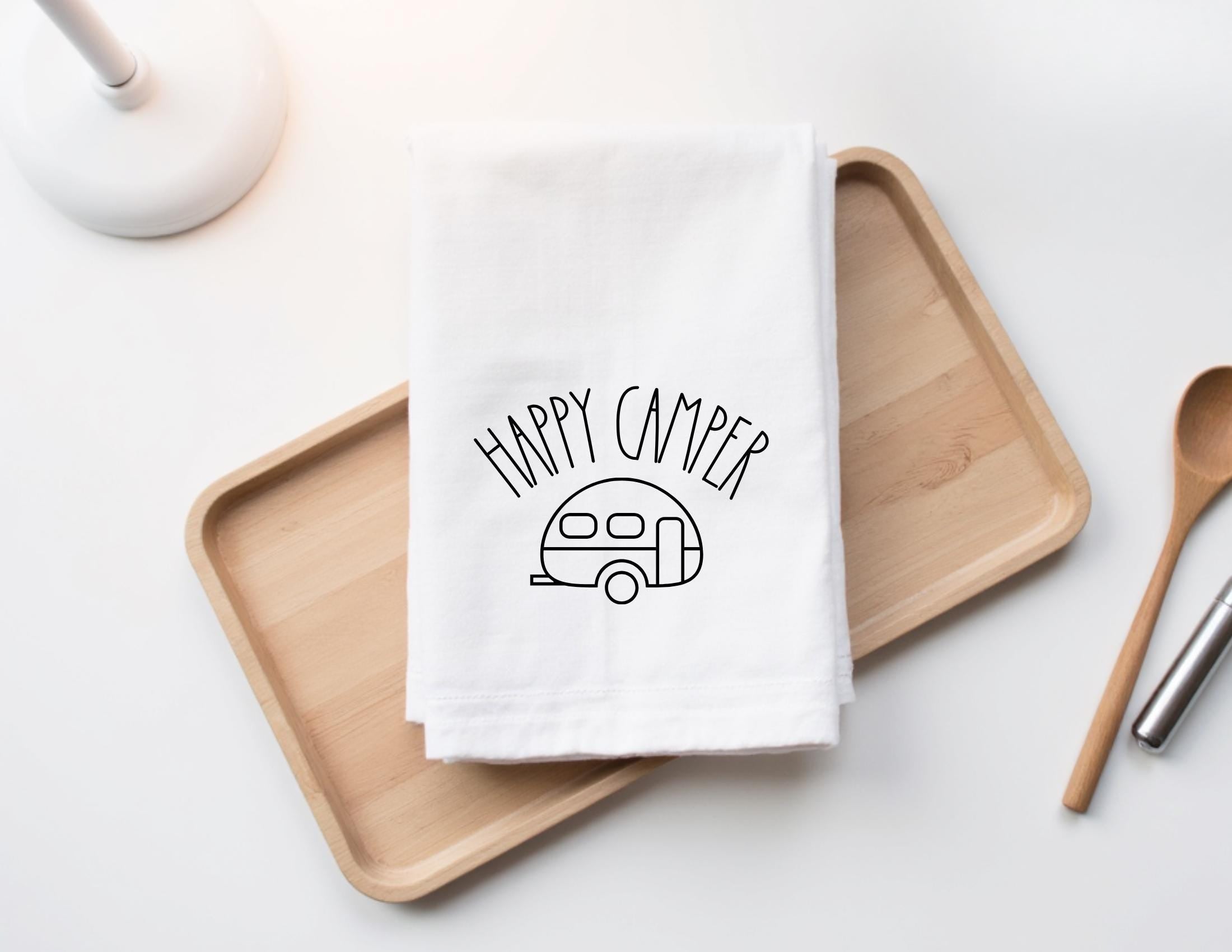 Camper Geschirrtuch | Happy Camper | Geschenk für Camping Freunde