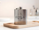 Camper Flachmann | personalisiertes Geschenk Camping | Edelstahl Flasche | Lasergravur | Name, Text & WoMo nach Wunsch einsetzbar