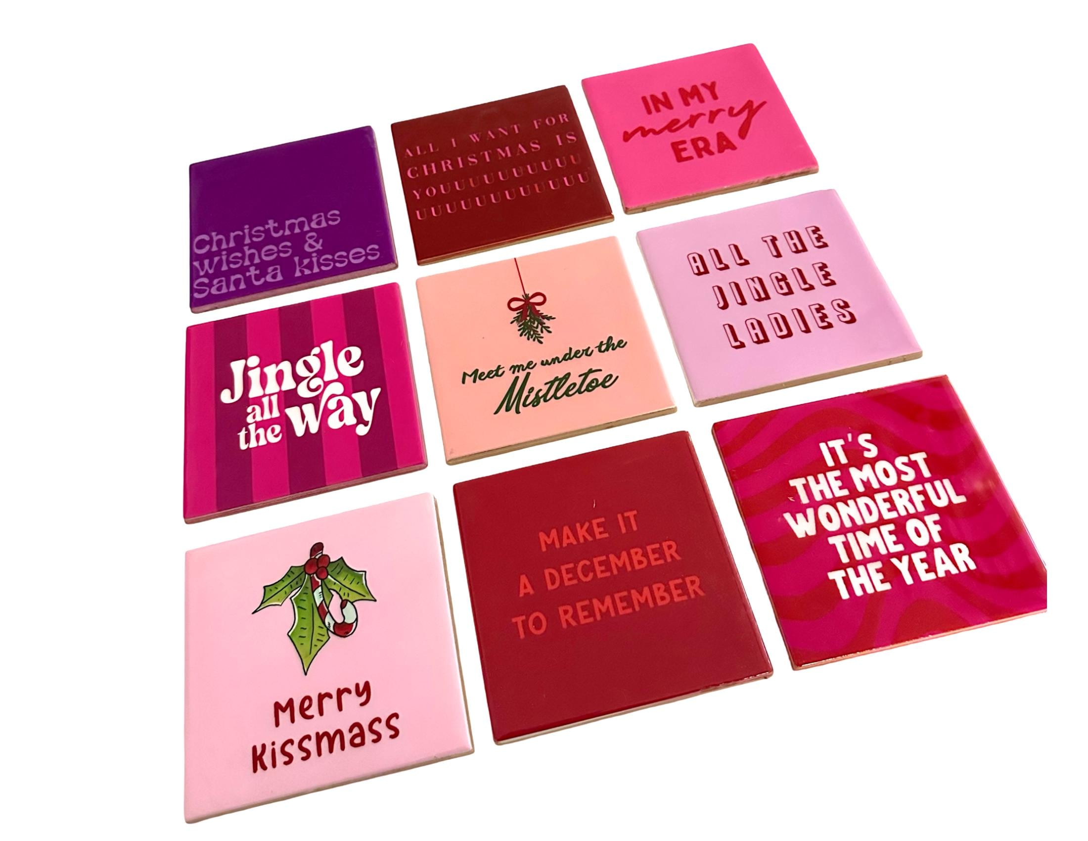 Weihnachts Kacheln mit lustigen Sprüchen | statt Karten | witzige Wanddeko | 10 x 10 cm Tile