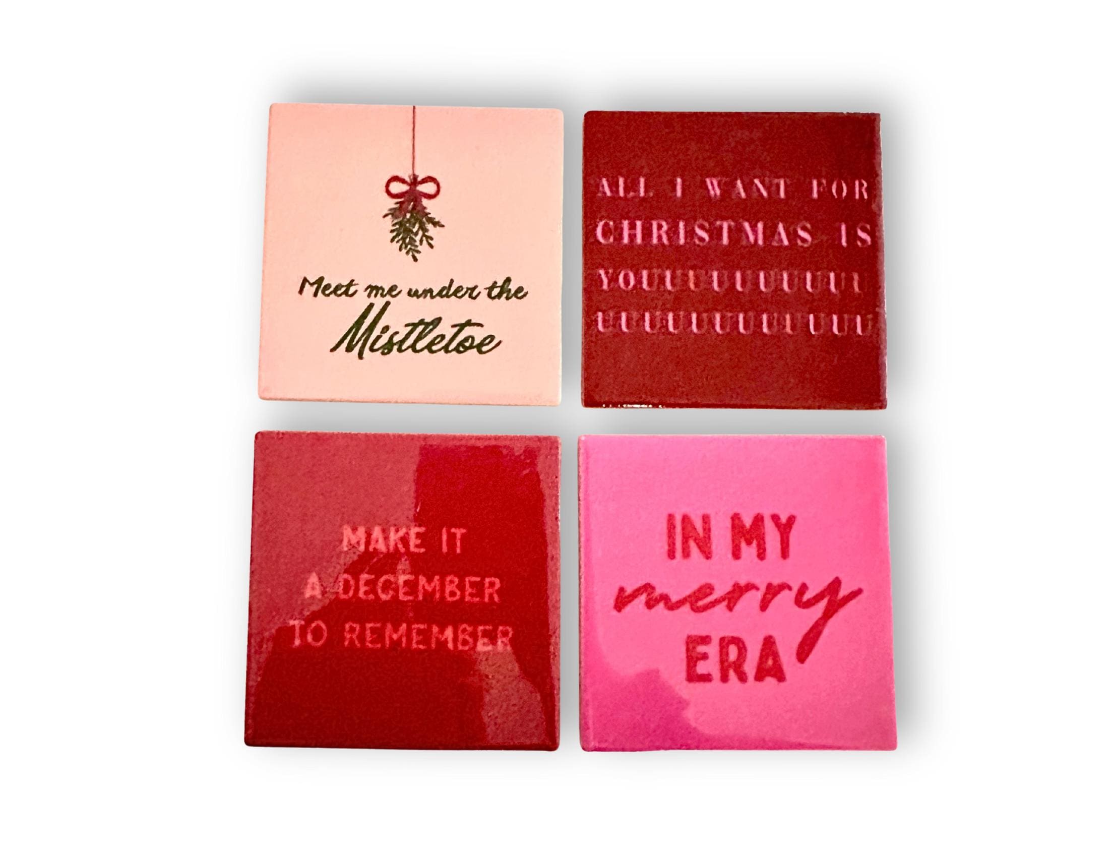 Weihnachts Kacheln mit lustigen Sprüchen | statt Karten | witzige Wanddeko | 10 x 10 cm Tile