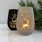 Windlicht Weihnachten personalisiert | gelasertes Glas innen gold | außen schwarz oder weiß | diverse Motive mit Deinem Namen