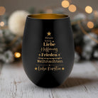 Windlicht Weihnachten personalisiert | gelasertes Glas innen gold | außen schwarz oder weiß | diverse Motive mit Deinem Namen
