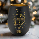 Windlicht Weihnachten personalisiert | gelasertes Glas innen gold | außen schwarz oder weiß | diverse Motive mit Deinem Namen