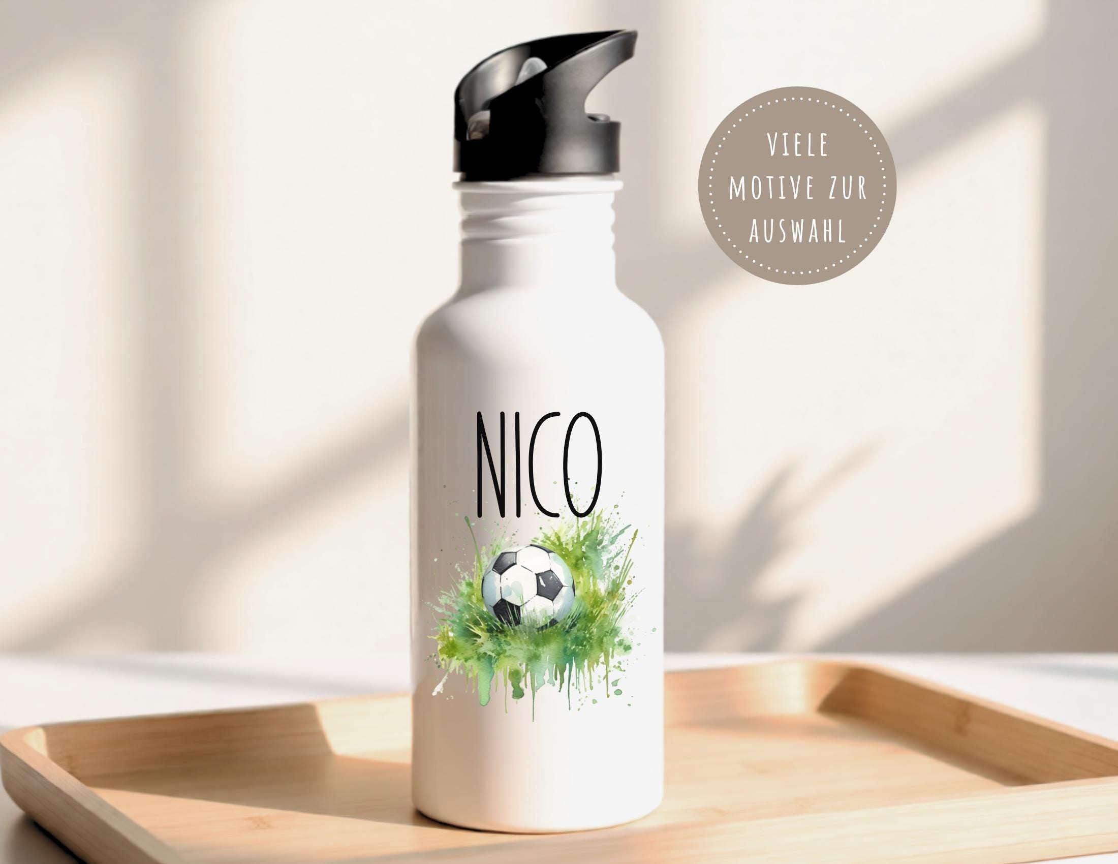 Edelstahl Trinkflasche | Fußball | Sportflasche Personalisierbar