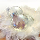 Personalisierte Weihnachtskugel aus irisierendem Glas | gefüllt mit Federn | Seifenblasen Kugell | 7 oder 8 cm | mit Namen